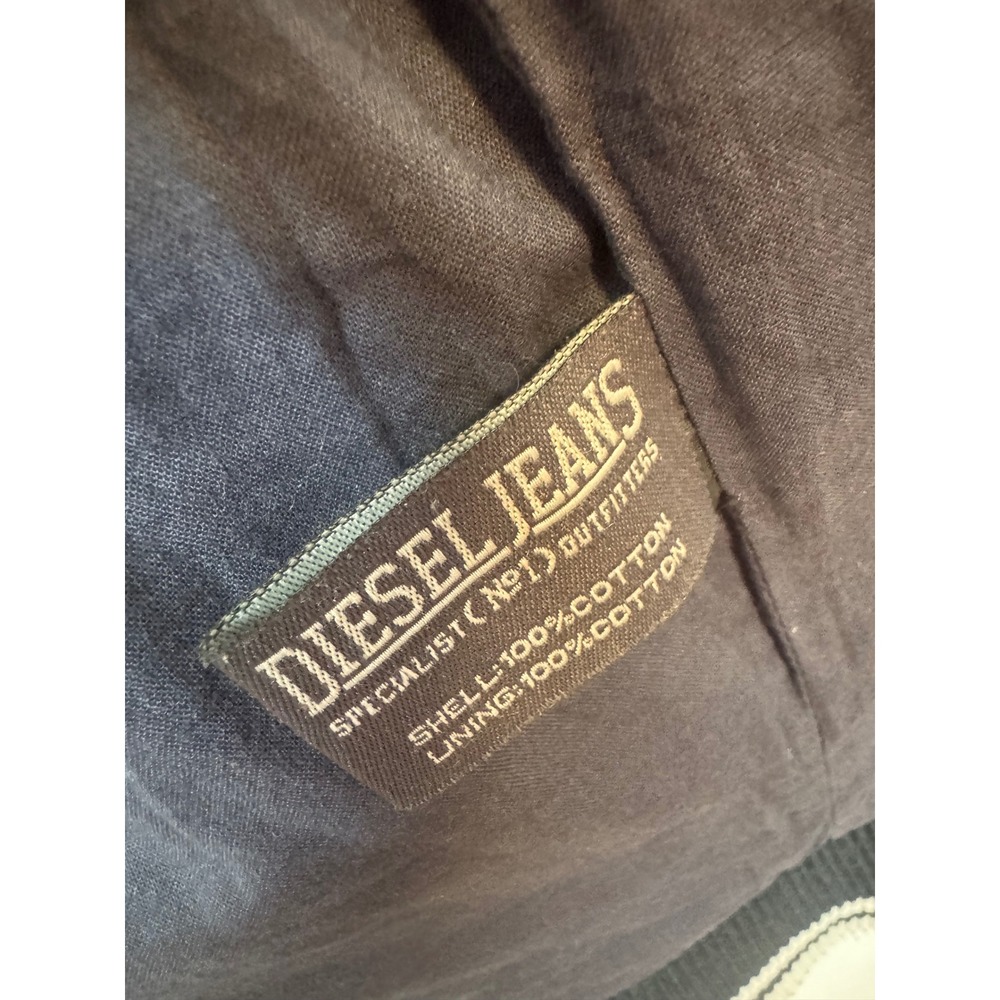 Diesel Jeans Navy Blue Cotton Bomber Jacket Mens Medium Full Zip Utility Coat - Picture 7 of 12